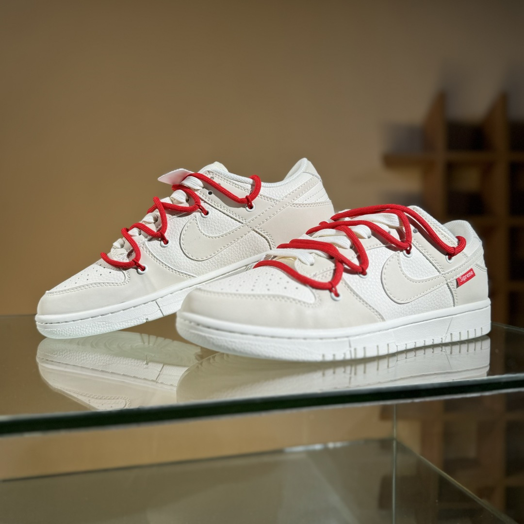 Nike SB Dunk Low Sup联名 白红绑带 周年高端定制 低帮休闲板鞋 DM6868-085