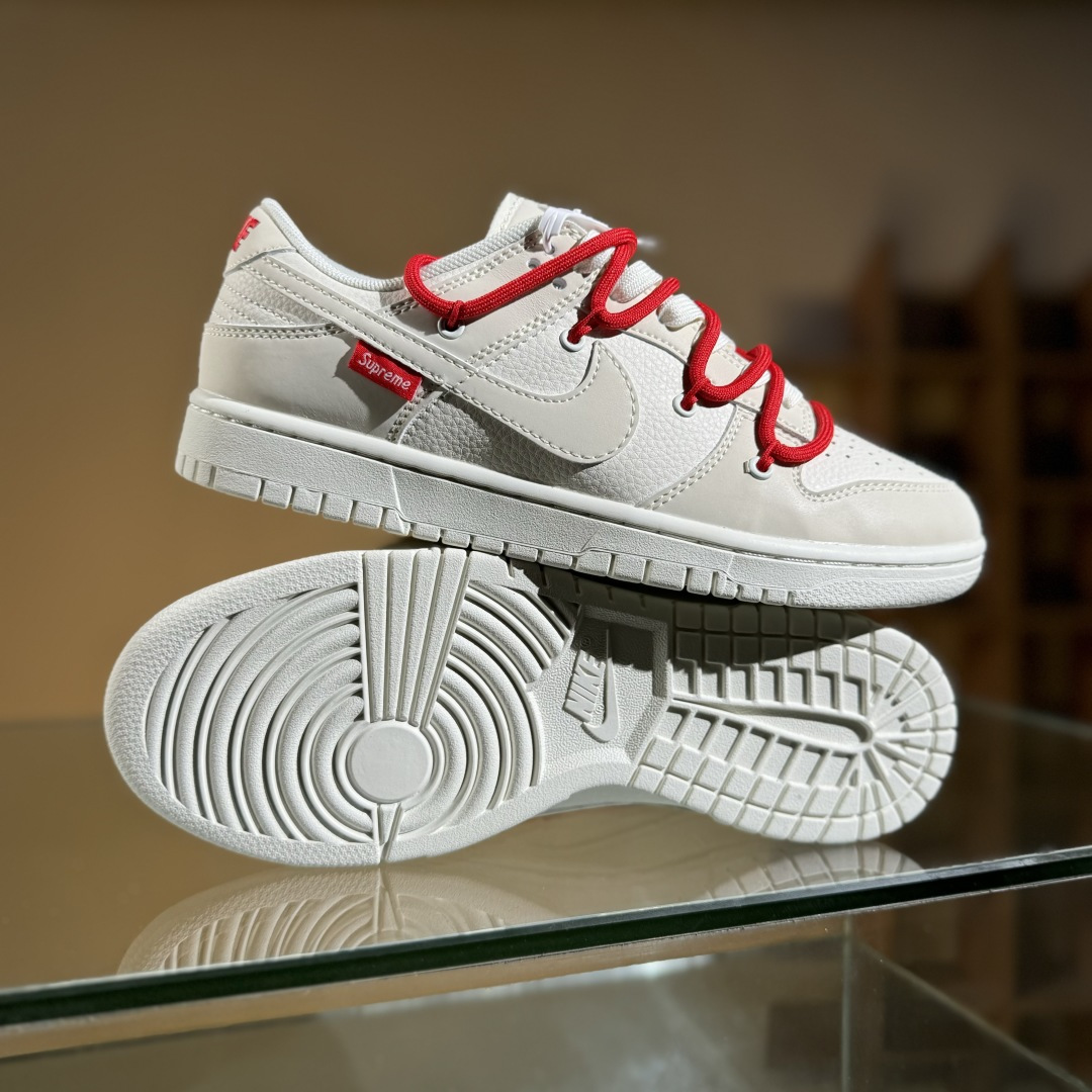 Nike SB Dunk Low Sup联名 白红绑带 周年高端定制 低帮休闲板鞋 DM6868-085