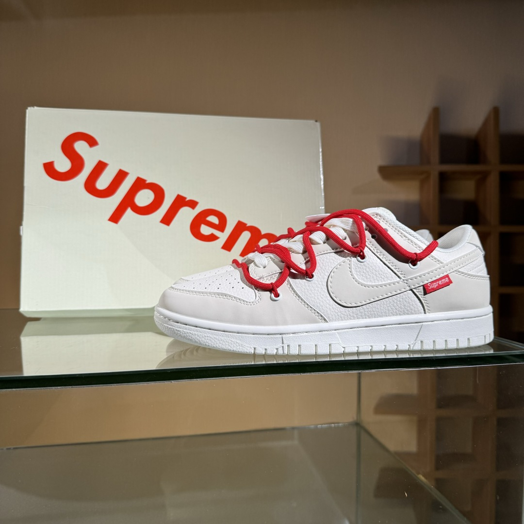 Nike SB Dunk Low Sup联名 白红绑带 周年高端定制 低帮休闲板鞋 DM6868-085