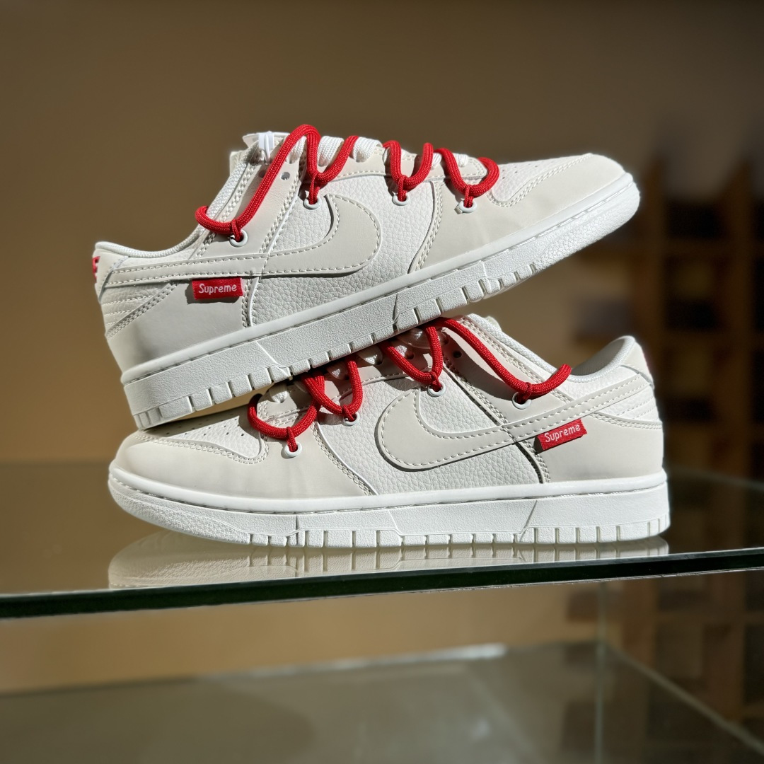 Nike SB Dunk Low Sup联名 白红绑带 周年高端定制 低帮休闲板鞋 DM6868-085