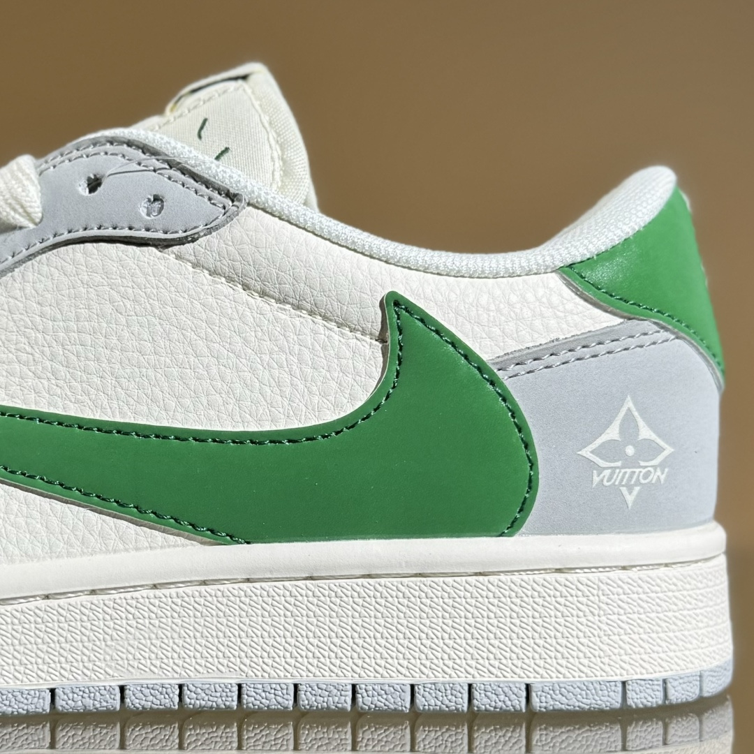 Travis Scott x Fragment Design x Air Jordan 1 Low SP AJ1 乔1 LV联名 灰绿勾 低帮文化休闲板鞋 ZH2598-166