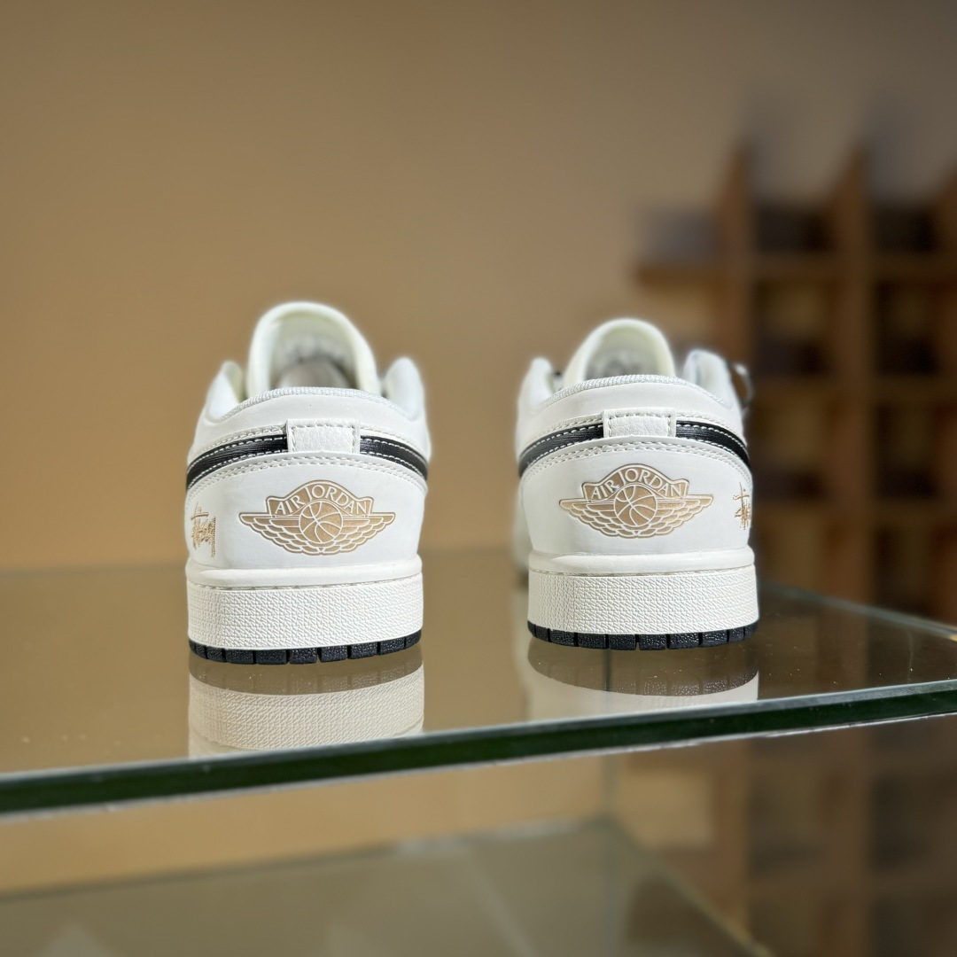 Air Jordan 1 Low AJ1 乔1 斯图西联名 拉丝黑勾 高端定制 低帮复古篮球鞋 XX3168-173