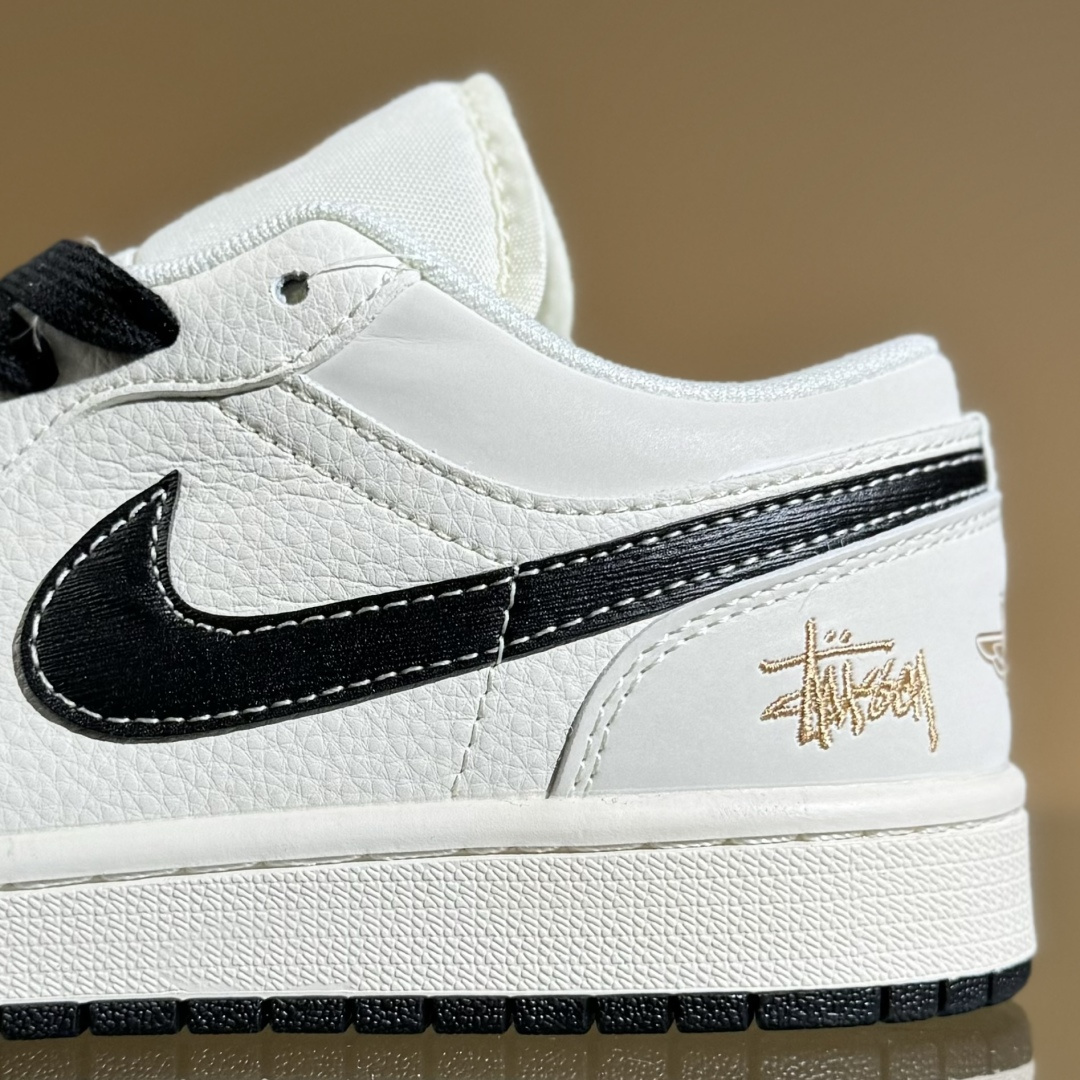 Air Jordan 1 Low AJ1 乔1 斯图西联名 拉丝黑勾 高端定制 低帮复古篮球鞋 XX3168-173