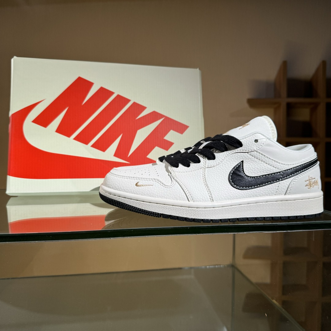 Air Jordan 1 Low AJ1 乔1 斯图西联名 拉丝黑勾 高端定制 低帮复古篮球鞋 XX3168-173