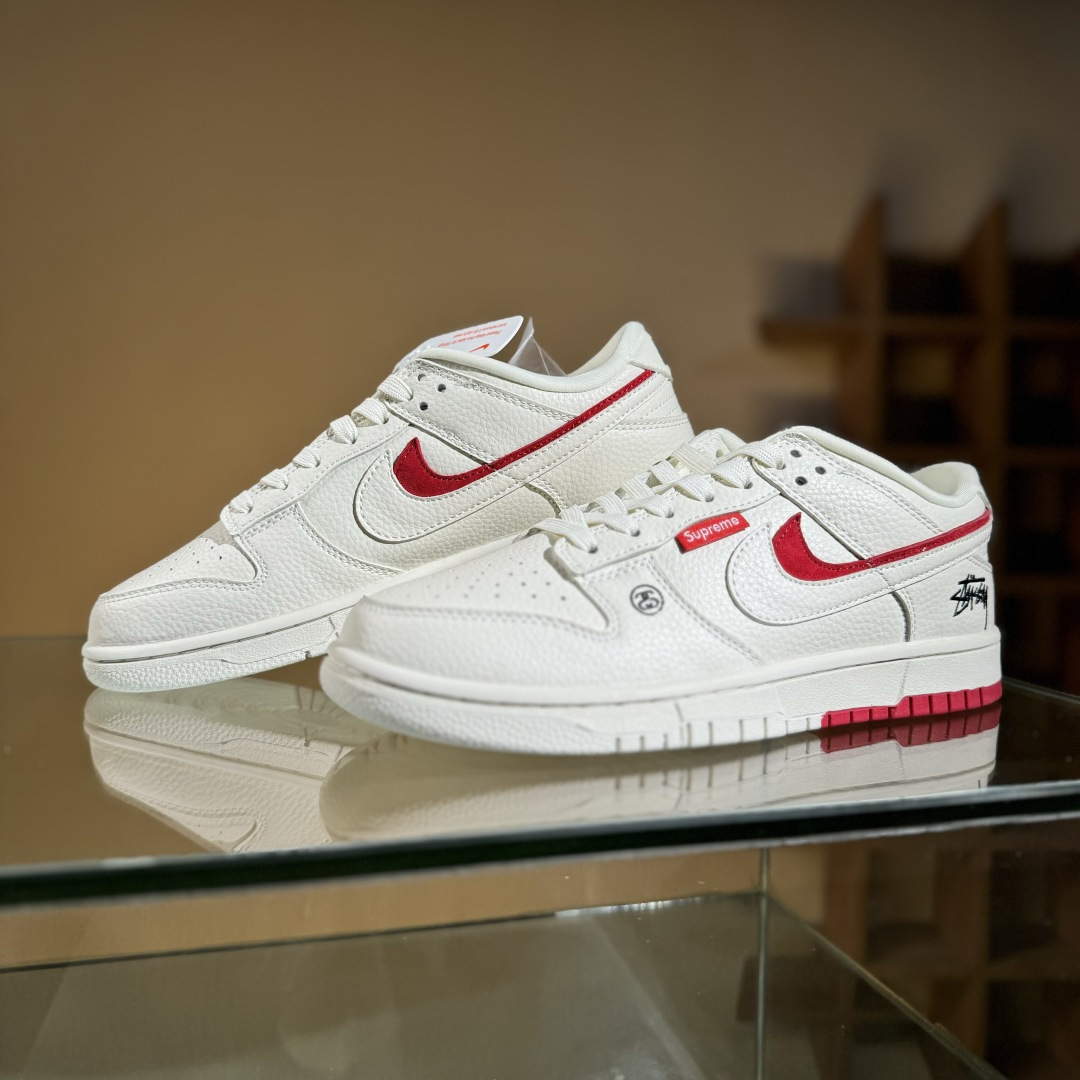 Nike SB Dunk Low 联名 白红双勾 周年高端定制 低帮休闲板鞋 LW1818-119