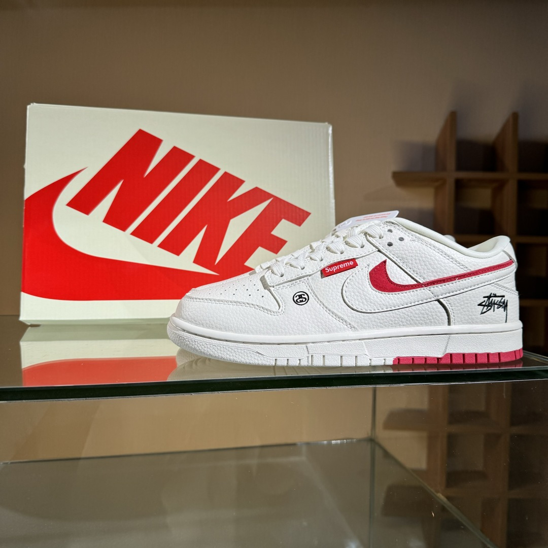 Nike SB Dunk Low 联名 白红双勾 周年高端定制 低帮休闲板鞋 LW1818-119