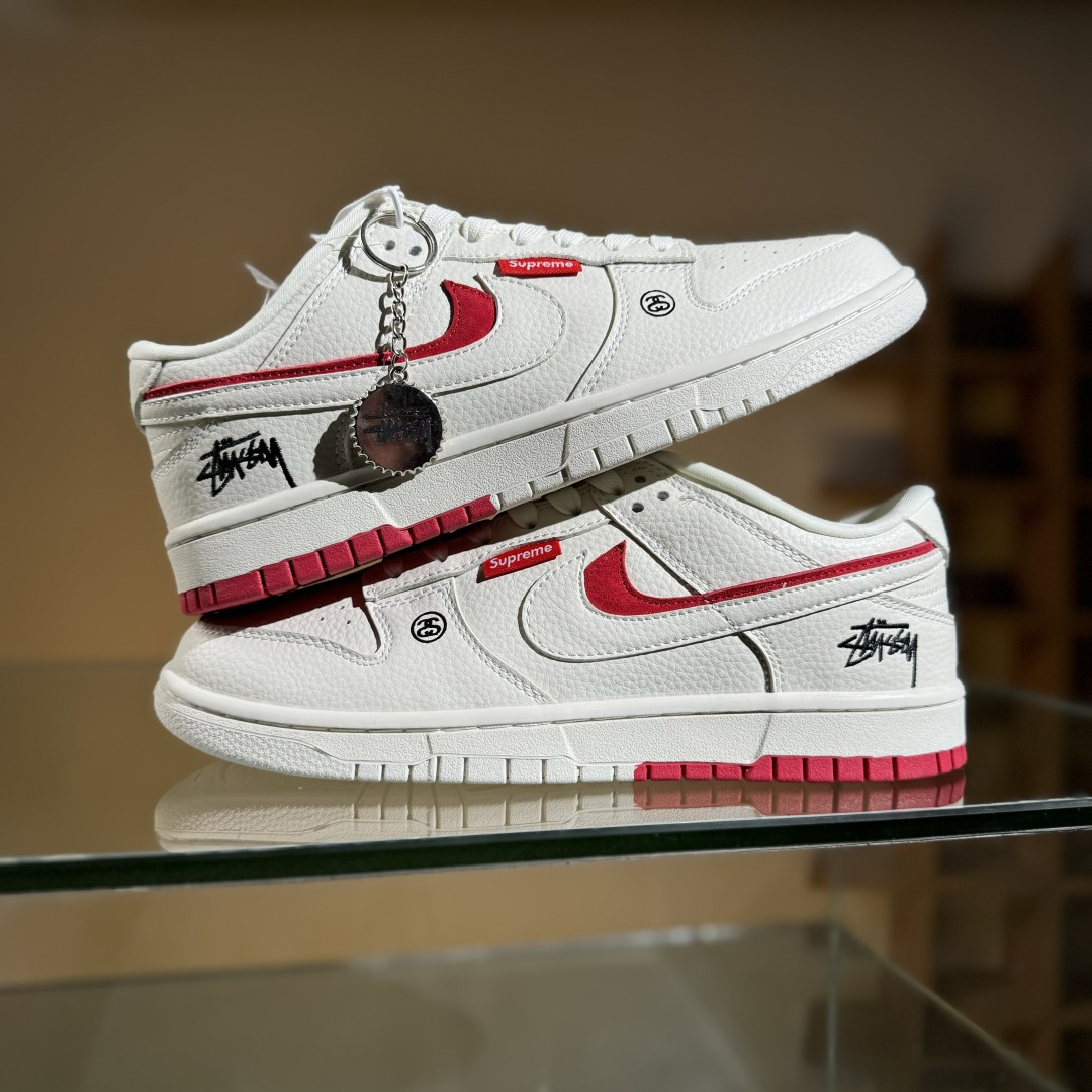 Nike SB Dunk Low 联名 白红双勾 周年高端定制 低帮休闲板鞋 LW1818-119