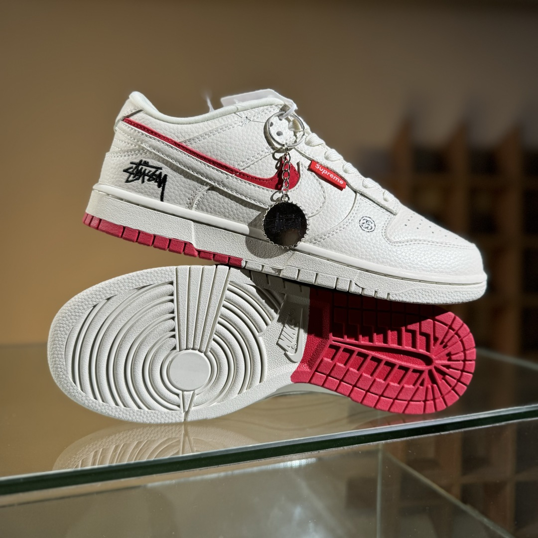 Nike SB Dunk Low 联名 白红双勾 周年高端定制 低帮休闲板鞋 LW1818-119
