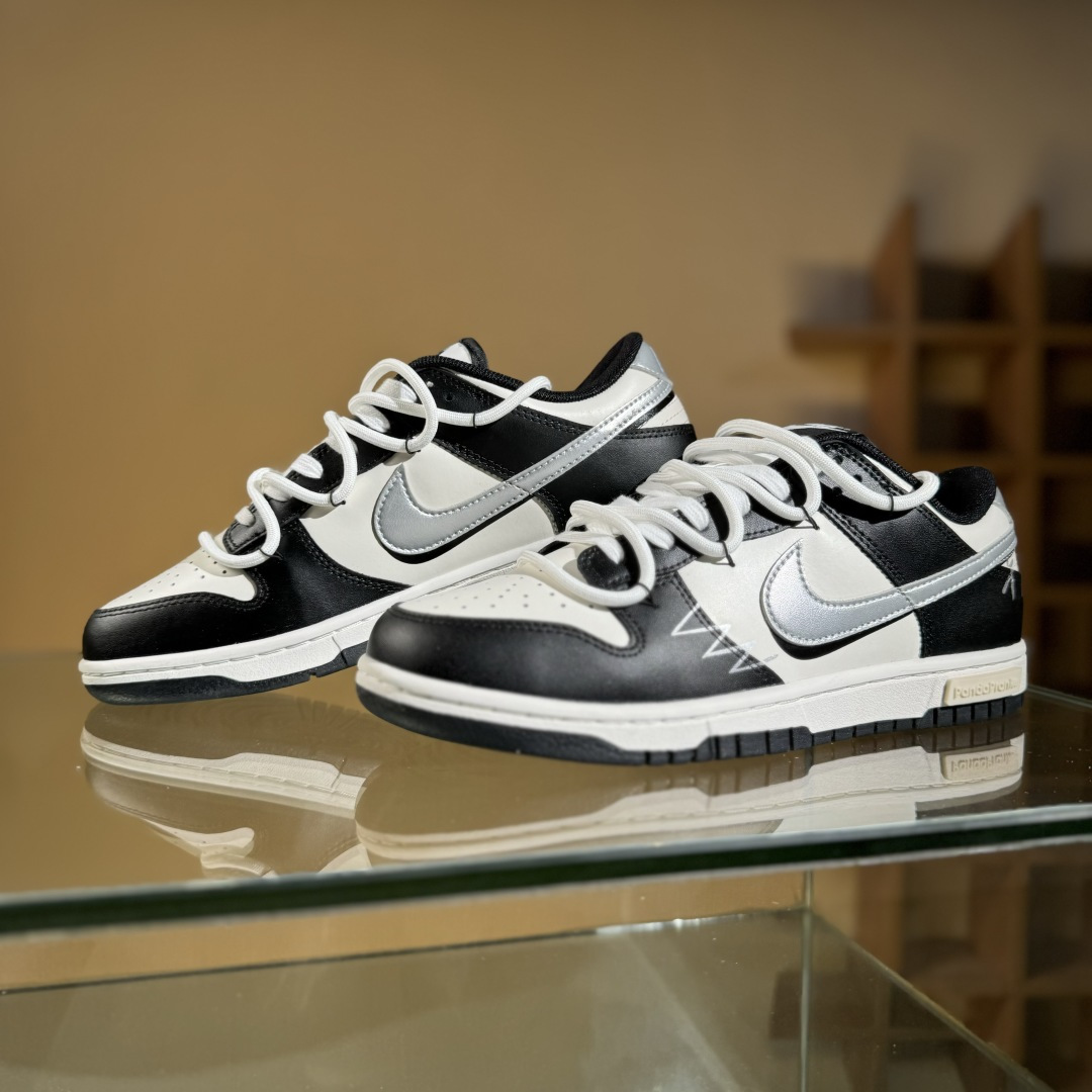 Nike SB Dunk Low XX联名 黑白银绑带 周年高端定制 低帮休闲板鞋 DD1391-100