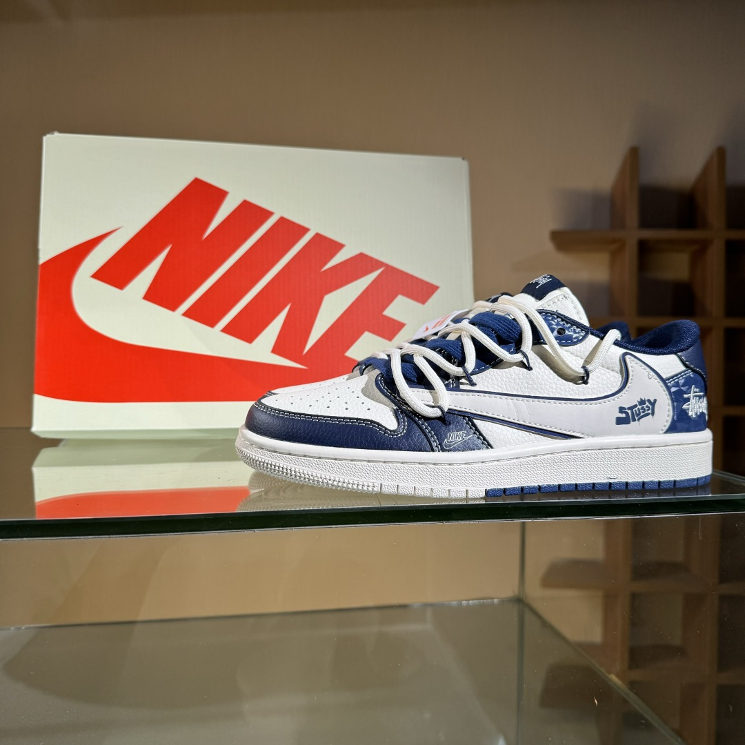 Travis Scott x Fragment Design x Air Jordan 1 Low SP AJ1 乔1 斯图西联名 蓝钻石抽绳 低帮文化休闲板鞋 DM6868-111
