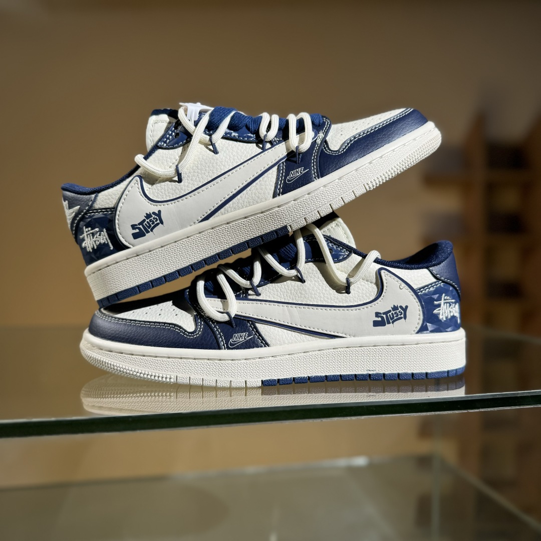 Travis Scott x Fragment Design x Air Jordan 1 Low SP AJ1 乔1 斯图西联名 蓝钻石抽绳 低帮文化休闲板鞋 DM6868-111