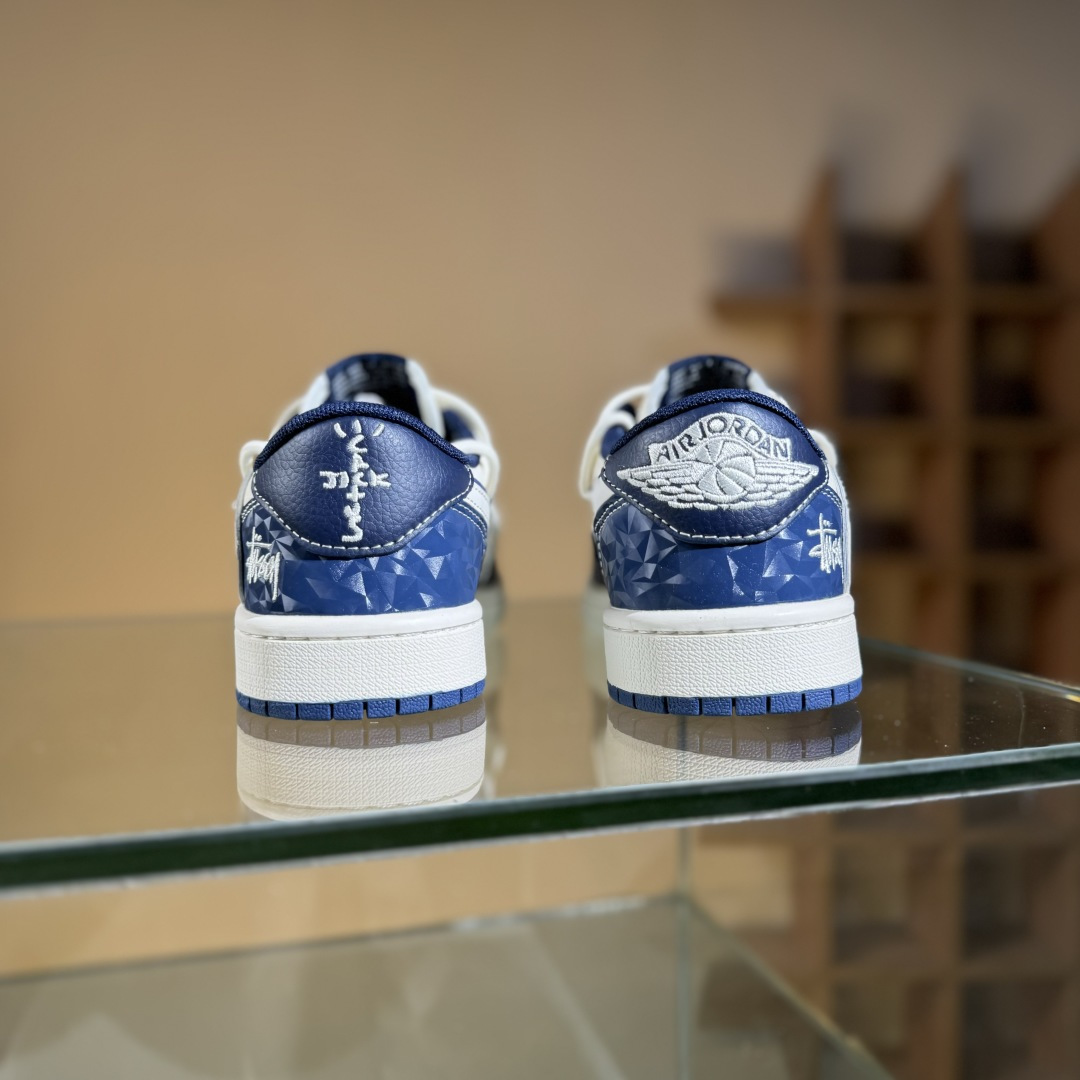 Travis Scott x Fragment Design x Air Jordan 1 Low SP AJ1 乔1 斯图西联名 蓝钻石抽绳 低帮文化休闲板鞋 DM6868-111