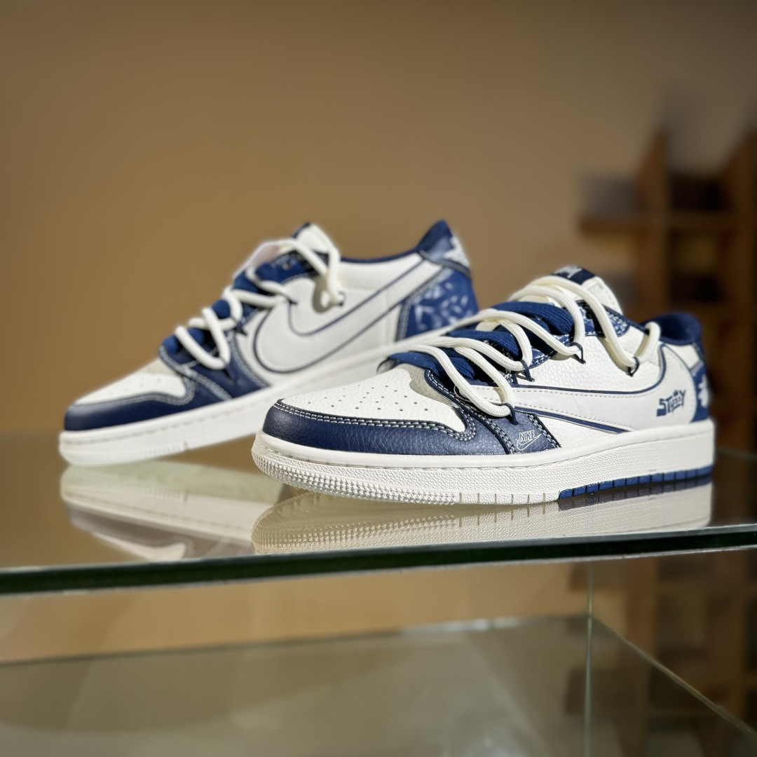 Travis Scott x Fragment Design x Air Jordan 1 Low SP AJ1 乔1 斯图西联名 蓝钻石抽绳 低帮文化休闲板鞋 DM6868-111