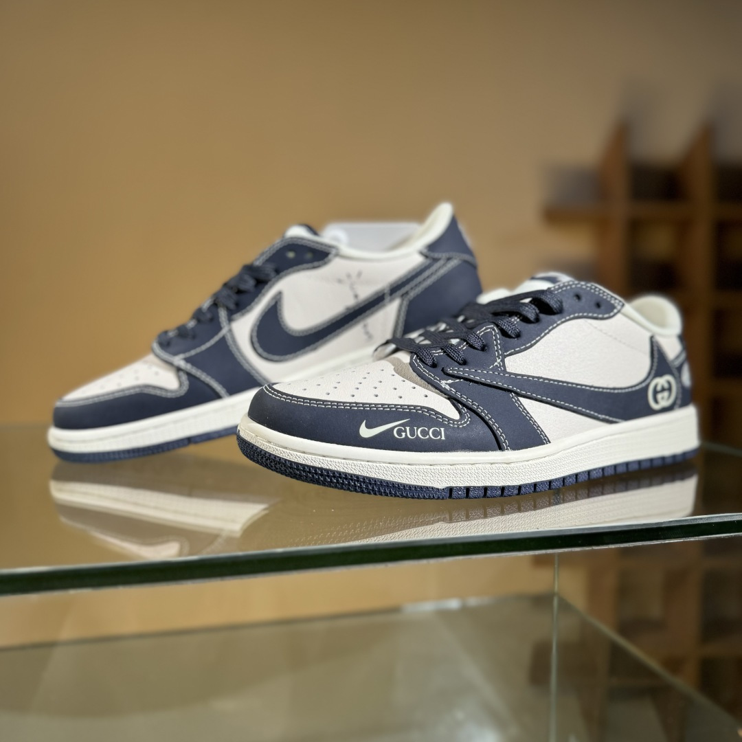Travis Scott x Fragment Design x Air Jordan 1 Low SP AJ1 乔1 古驰联名 信号黑 低帮文化休闲板鞋 LD2025-027