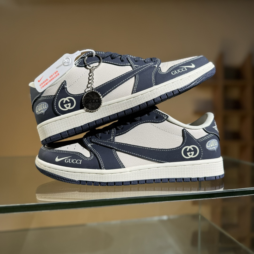 Travis Scott x Fragment Design x Air Jordan 1 Low SP AJ1 乔1 古驰联名 信号黑 低帮文化休闲板鞋 LD2025-027