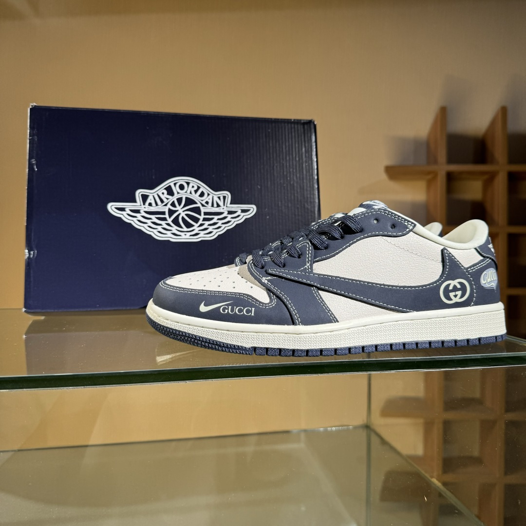 Travis Scott x Fragment Design x Air Jordan 1 Low SP AJ1 乔1 古驰联名 信号黑 低帮文化休闲板鞋 LD2025-027
