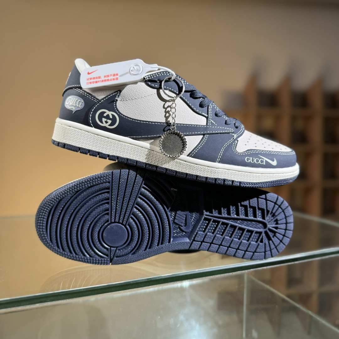 Travis Scott x Fragment Design x Air Jordan 1 Low SP AJ1 乔1 古驰联名 信号黑 低帮文化休闲板鞋 LD2025-027