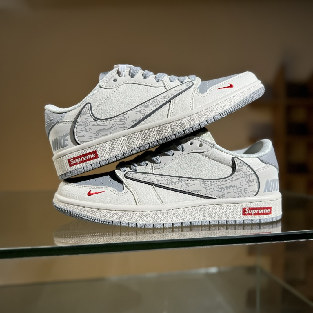 Travis Scott x Fragment Design x Air Jordan 1 Low SP AJ1 乔1 多重灰勾 低帮文化休闲板鞋 XS7089-598