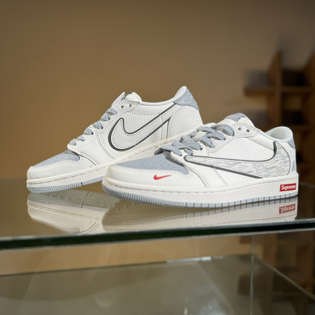 Travis Scott x Fragment Design x Air Jordan 1 Low SP AJ1 乔1 多重灰勾 低帮文化休闲板鞋 XS7089-598