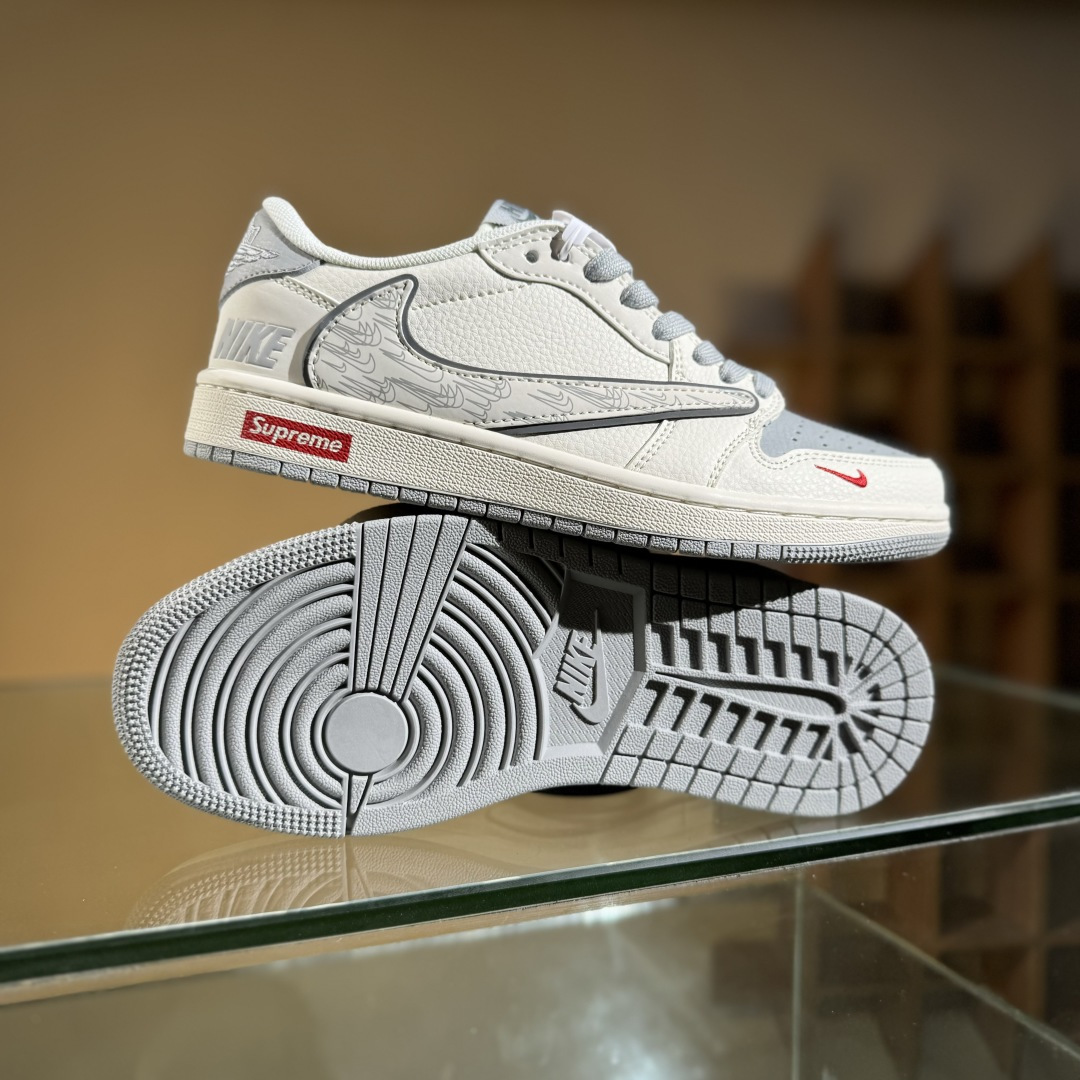 Travis Scott x Fragment Design x Air Jordan 1 Low SP AJ1 乔1 多重灰勾 低帮文化休闲板鞋 XS7089-598