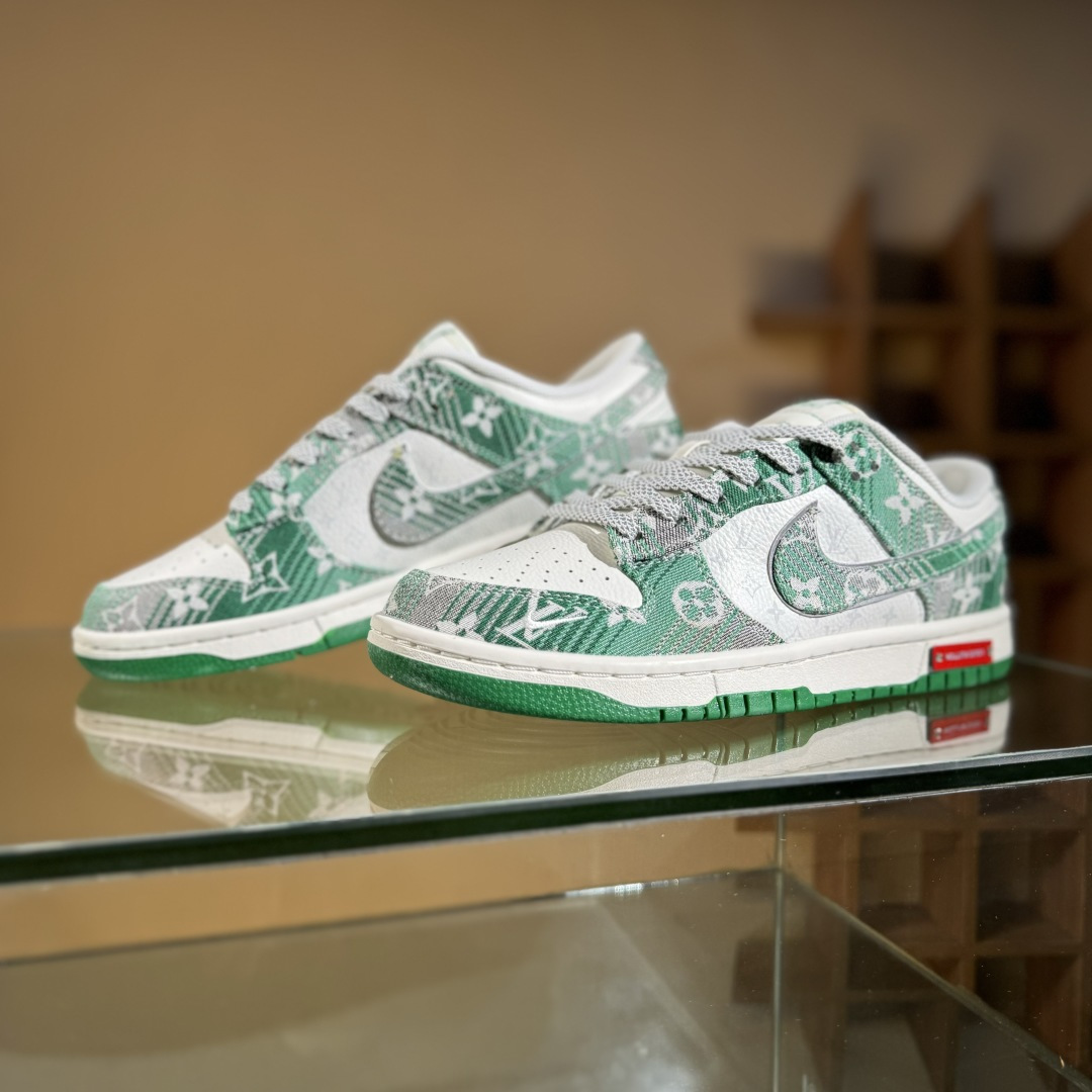 Nike SB Dunk Low LV联名 灰绿牛仔 周年高端定制 低帮休闲板鞋 SC9772-811