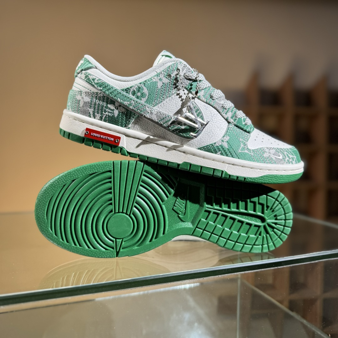 Nike SB Dunk Low LV联名 灰绿牛仔 周年高端定制 低帮休闲板鞋 SC9772-811