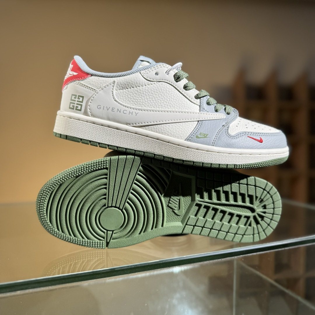 Travis Scott x Fragment Design x Air Jordan 1 Low SP AJ1 乔1 纪梵希联名 绿灰底 低帮文化休闲板鞋 XS7089-600