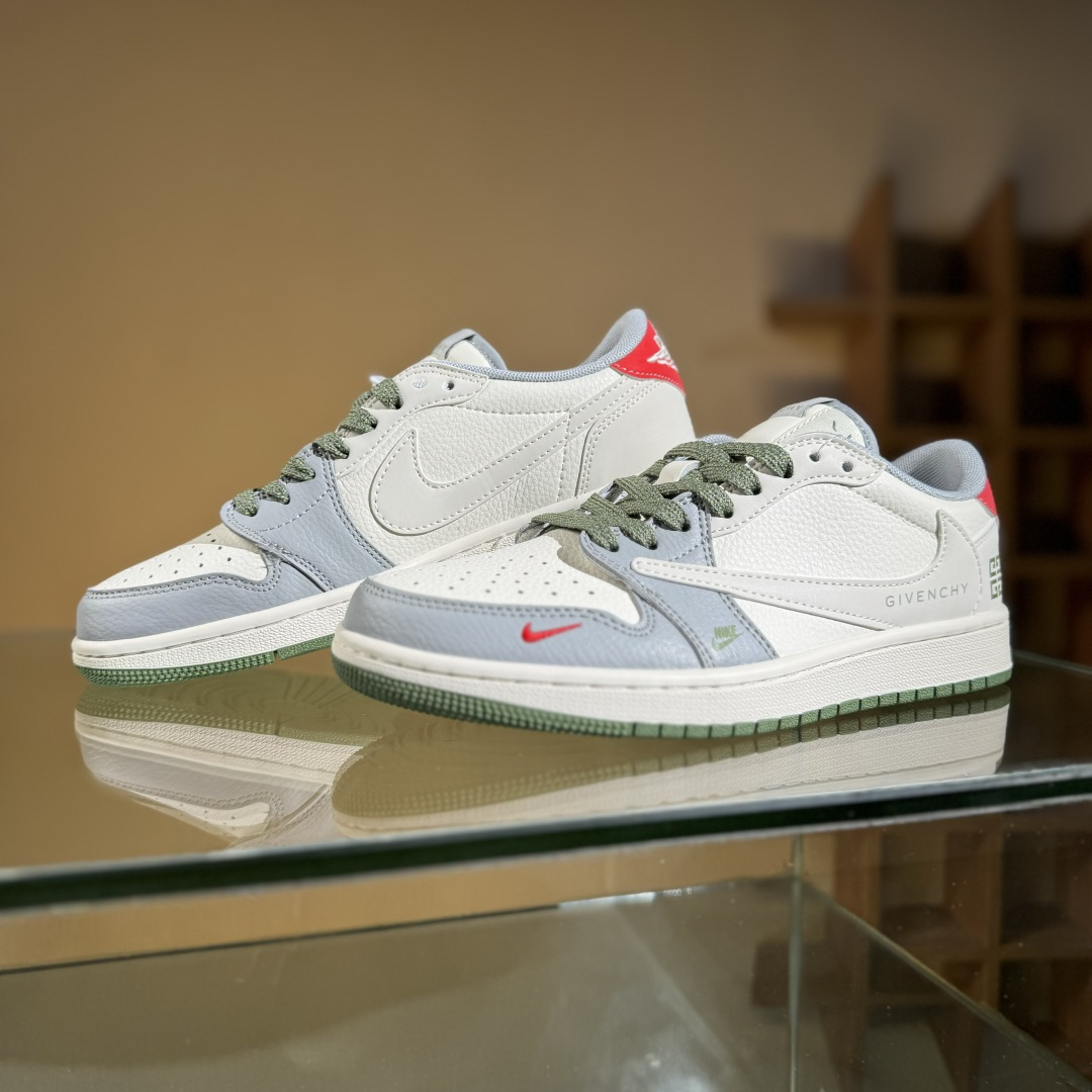 Travis Scott x Fragment Design x Air Jordan 1 Low SP AJ1 乔1 纪梵希联名 绿灰底 低帮文化休闲板鞋 XS7089-600