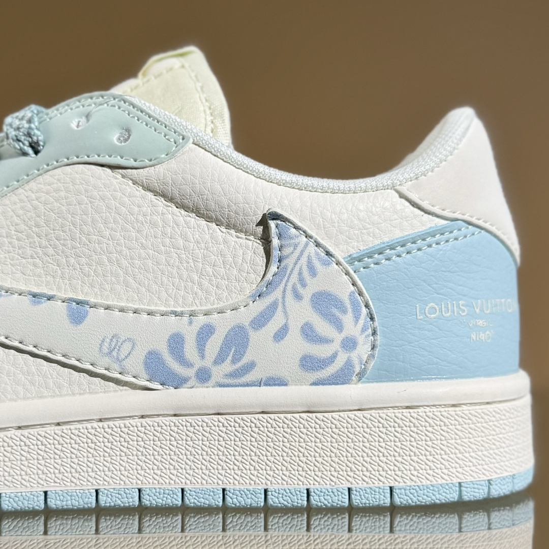 Travis Scott x Fragment Design x Air Jordan 1 Low SP AJ1 乔1 LV联名 烟花浅蓝 低帮文化休闲板鞋 XS7089-613