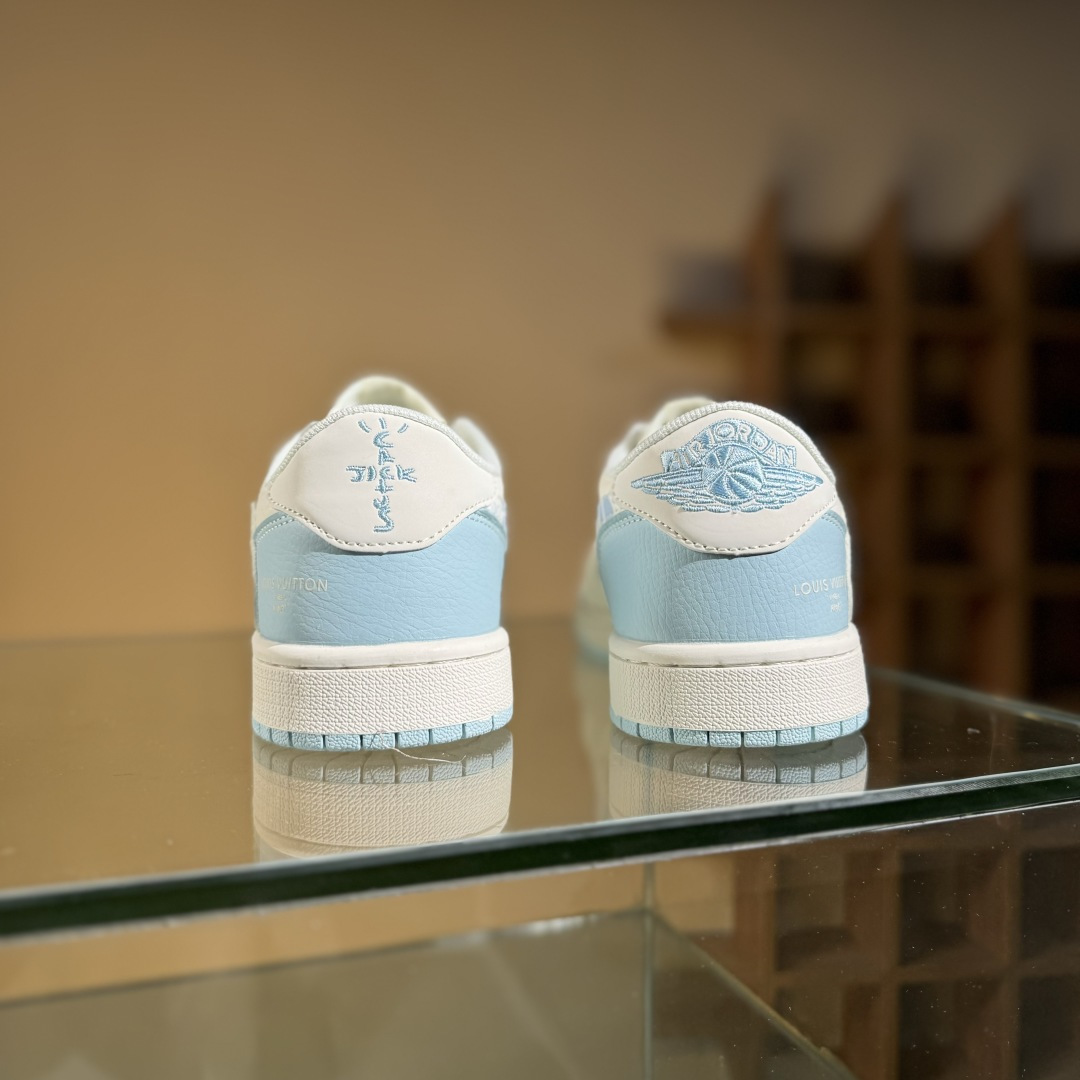 Travis Scott x Fragment Design x Air Jordan 1 Low SP AJ1 乔1 LV联名 烟花浅蓝 低帮文化休闲板鞋 XS7089-613
