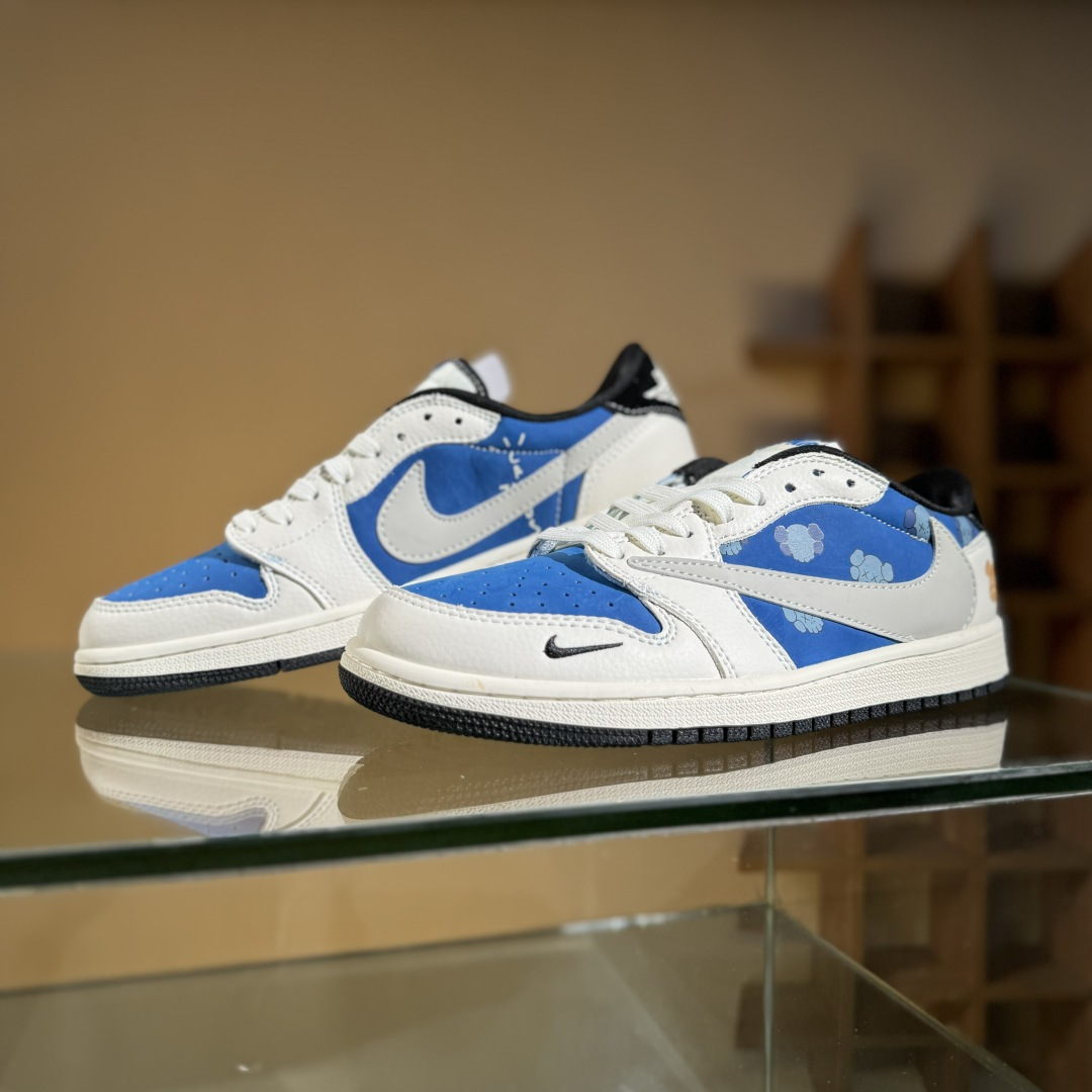 Travis Scott x Fragment Design x Air Jordan 1 Low SP AJ1 乔1 暴力熊联名 灰蓝卡通 低帮文化休闲板鞋 XS2024-053