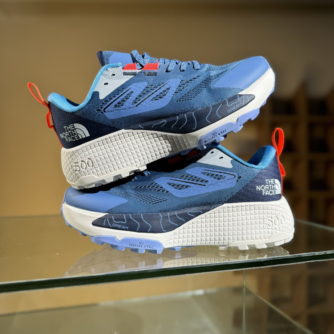北面The North Face Altamesa 500 蓝色 圆头系带减震耐磨低帮越野徒步鞋