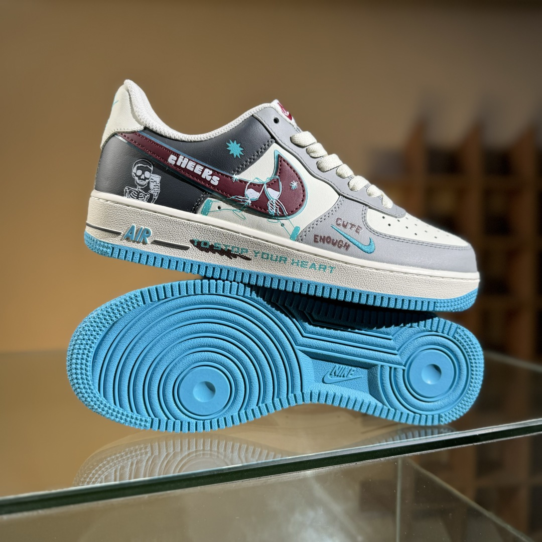 Nike Air Force 1'07 Low ”Stop Drinking” 戒酒骷髅 空军一号低帮休闲运动板鞋 LJ2288-666