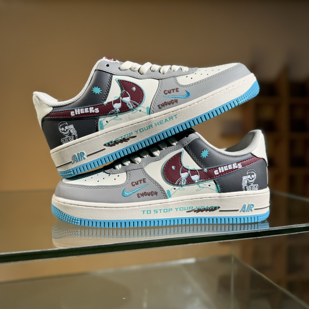 Nike Air Force 1'07 Low ”Stop Drinking” 戒酒骷髅 空军一号低帮休闲运动板鞋 LJ2288-666