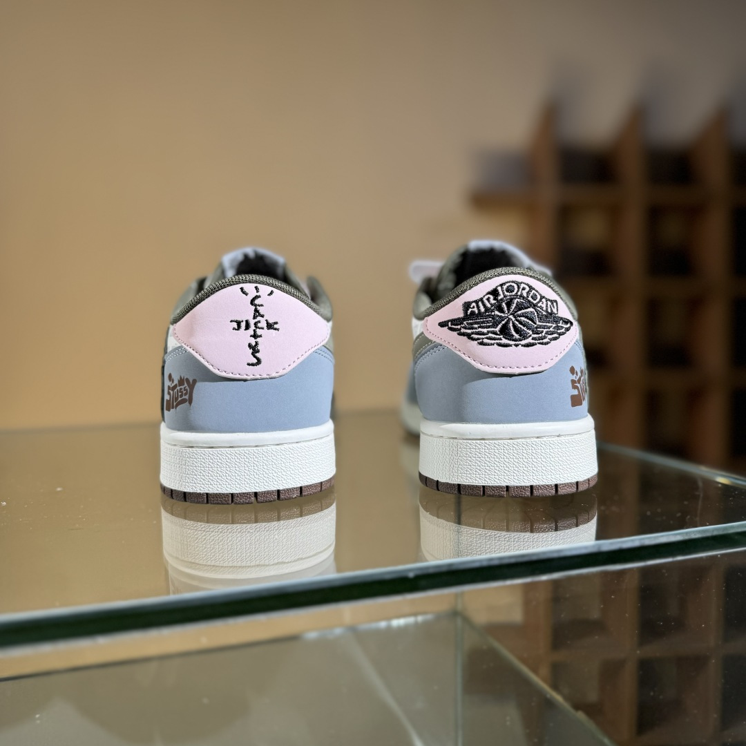 Travis Scott x Nike Air Jordan 1 Low x Stussy Air Jordan 1 Low 反转灰白小勾倒钩 XD0798-303