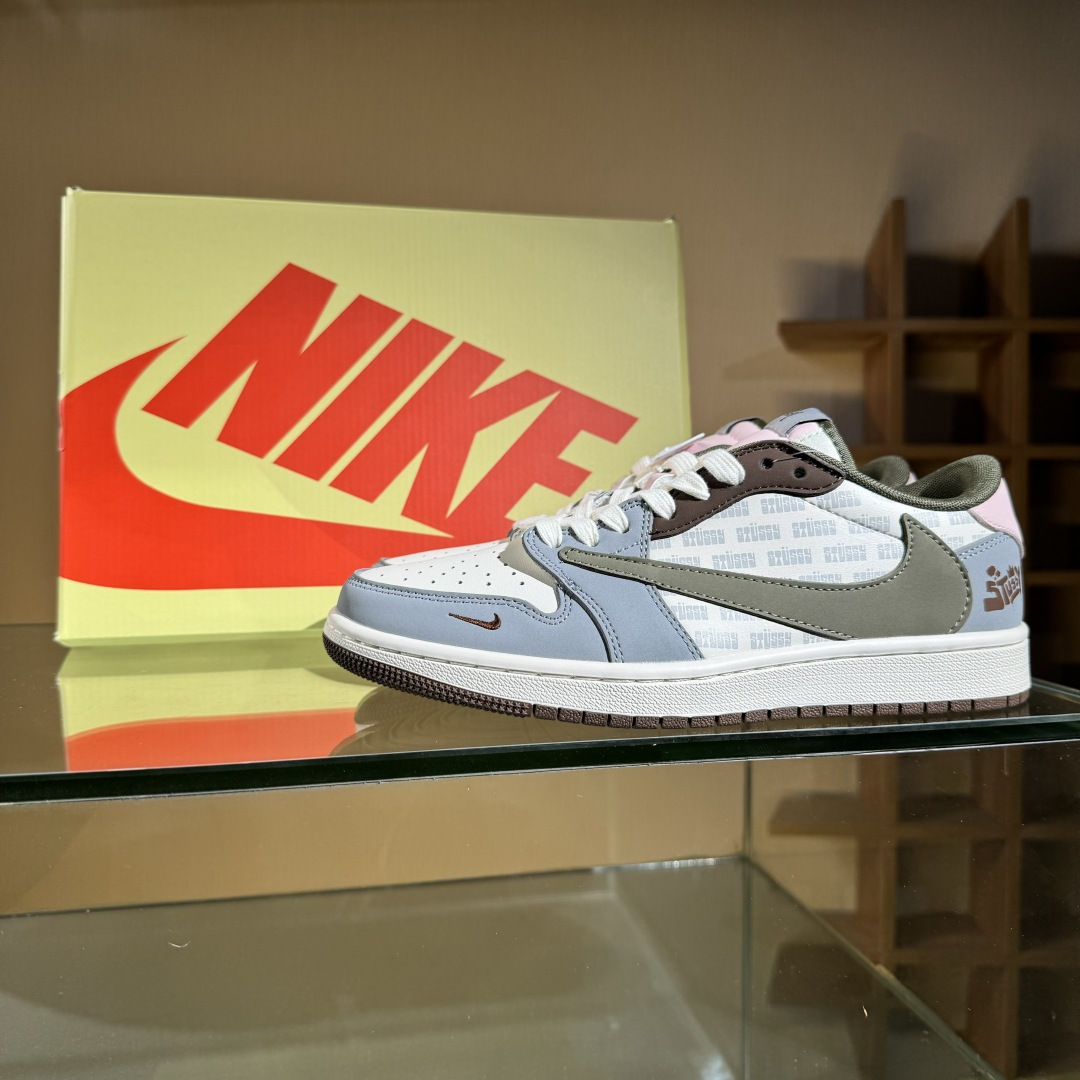 Travis Scott x Nike Air Jordan 1 Low x Stussy Air Jordan 1 Low 反转灰白小勾倒钩 XD0798-303
