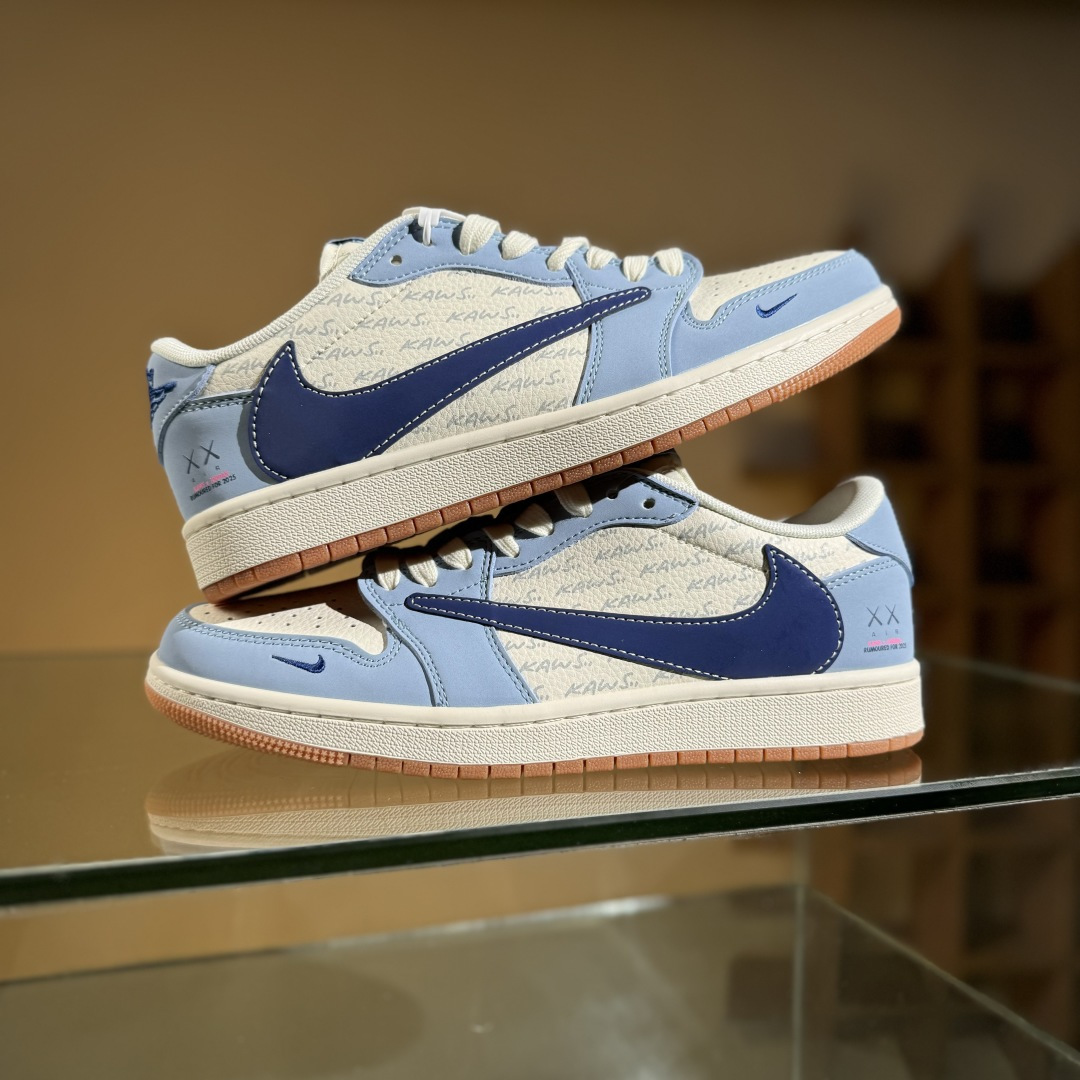 280 Travis Scott x Fragment Design x Air Jordan 1 Low OG SP AJ1 乔1 Kaws联名 双蓝生胶 低帮文化休闲板鞋 ZH2598-164