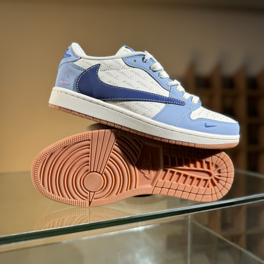 280 Travis Scott x Fragment Design x Air Jordan 1 Low OG SP AJ1 乔1 Kaws联名 双蓝生胶 低帮文化休闲板鞋 ZH2598-164