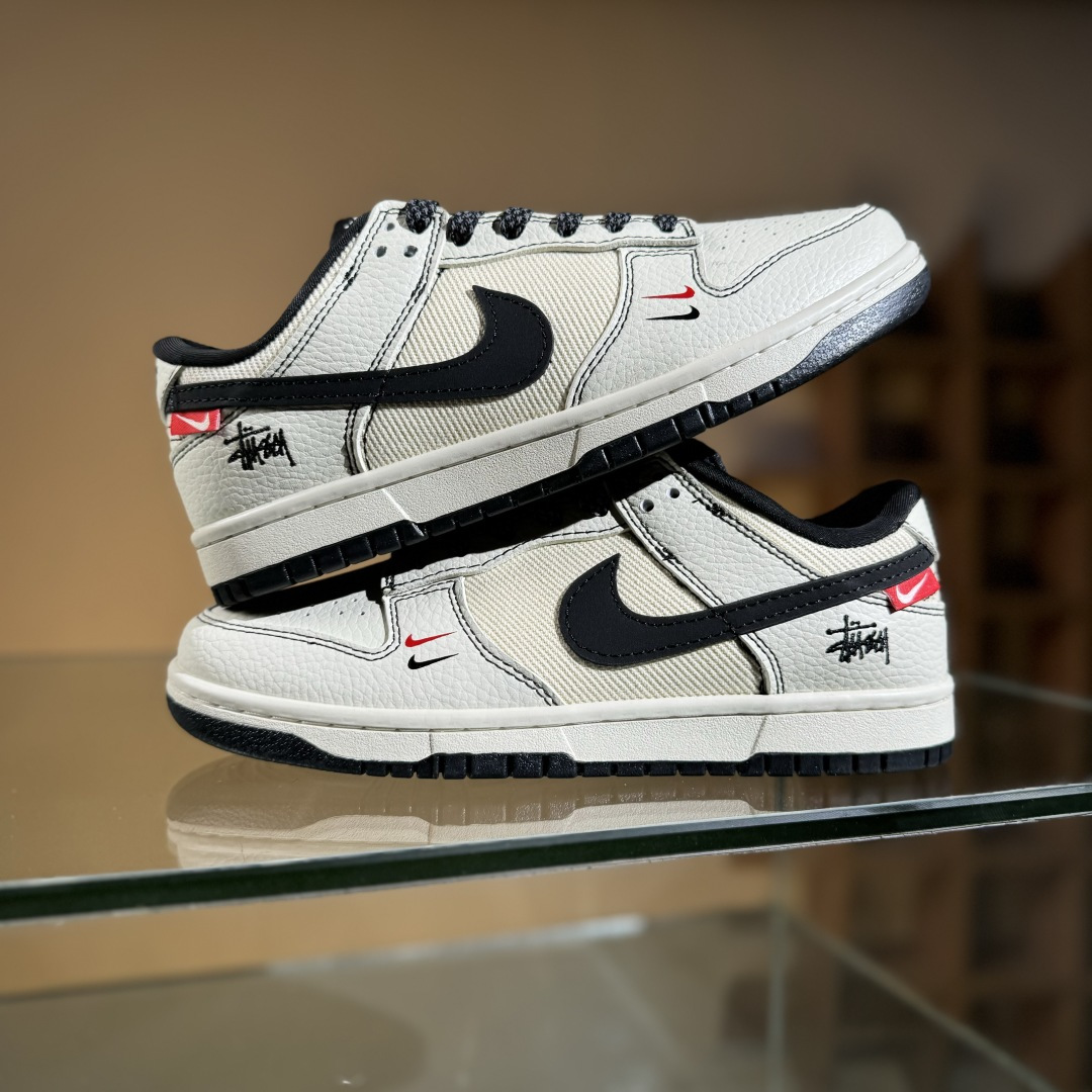 280 Nike SB Dunk Low 斯图西联名 黑白织布 周年高端定制 低帮休闲板鞋 SC9207-425