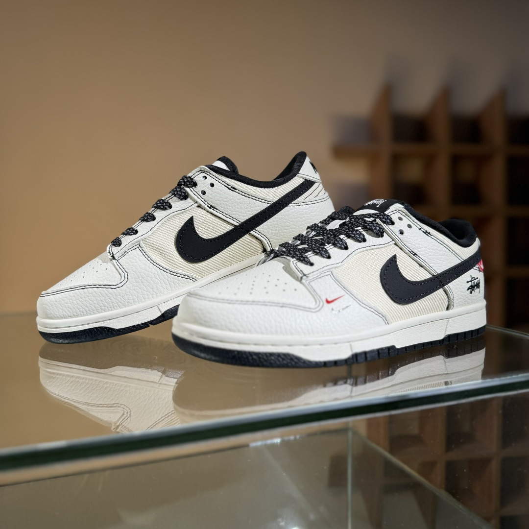 280 Nike SB Dunk Low 斯图西联名 黑白织布 周年高端定制 低帮休闲板鞋 SC9207-425