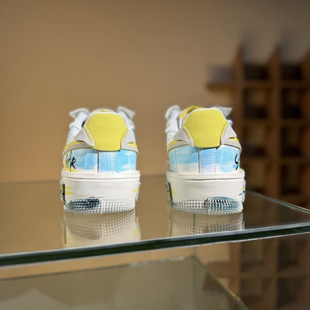 260 Nike Air Force 1'07 Low ”Y B Stars” 手绘涂鸦 黄蓝星星 空军一号低帮休闲板鞋 DV6984-011