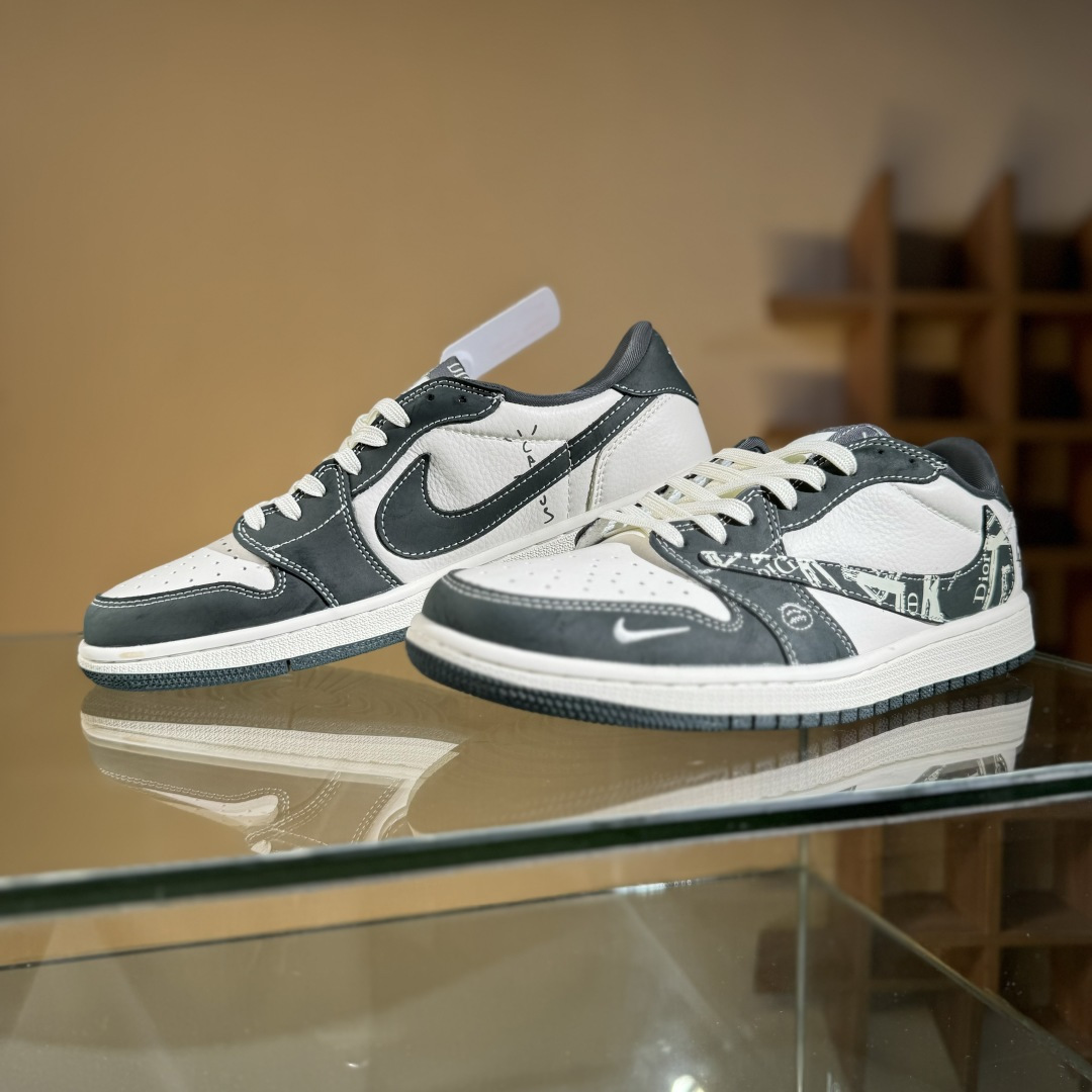 280 Travis Scott x Fragment Design x Air Jordan 1 Low OG SP AJ1 乔1 迪奥联名 深灰花纹 低帮文化休闲板鞋 LD2025-032