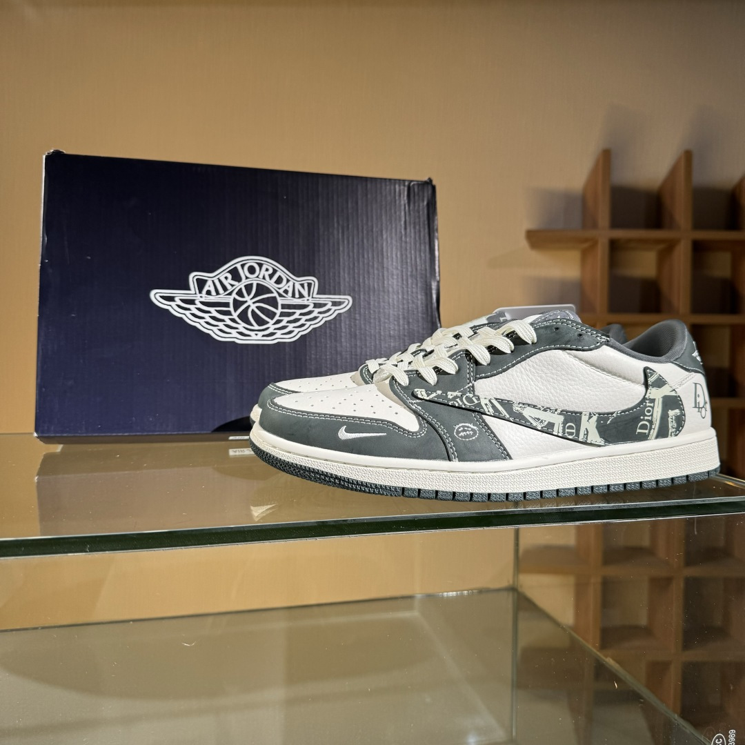280 Travis Scott x Fragment Design x Air Jordan 1 Low OG SP AJ1 乔1 迪奥联名 深灰花纹 低帮文化休闲板鞋 LD2025-032
