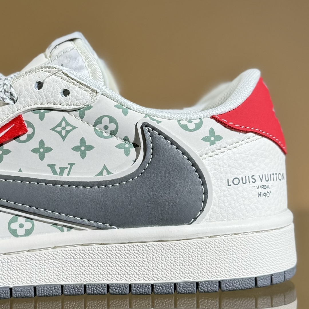 280 Travis Scott x Fragment Design x Air Jordan 1 Low OG SP AJ1 乔1 LV联名 灰红标 低帮文化休闲板鞋 YX5066-336
