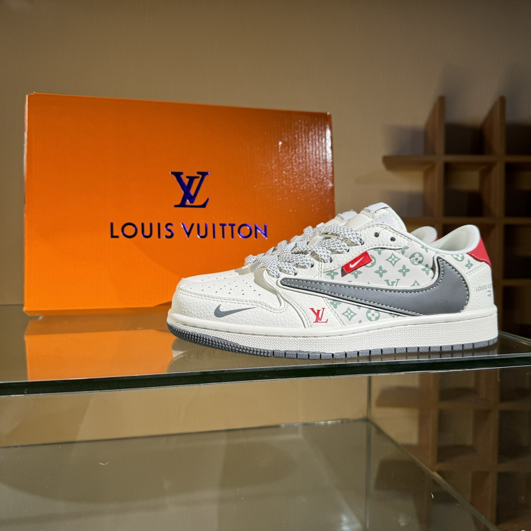 280 Travis Scott x Fragment Design x Air Jordan 1 Low OG SP AJ1 乔1 LV联名 灰红标 低帮文化休闲板鞋 YX5066-336