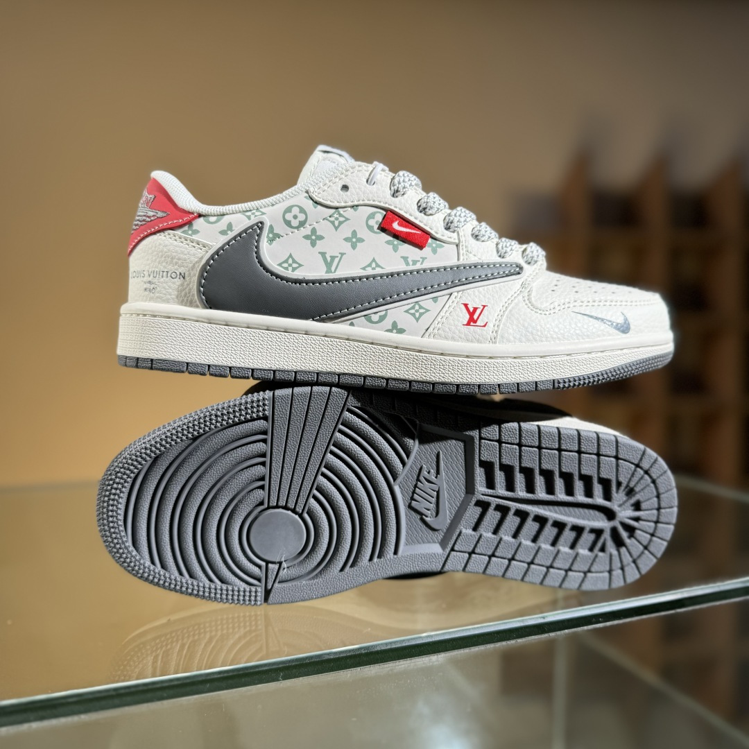 280 Travis Scott x Fragment Design x Air Jordan 1 Low OG SP AJ1 乔1 LV联名 灰红标 低帮文化休闲板鞋 YX5066-336