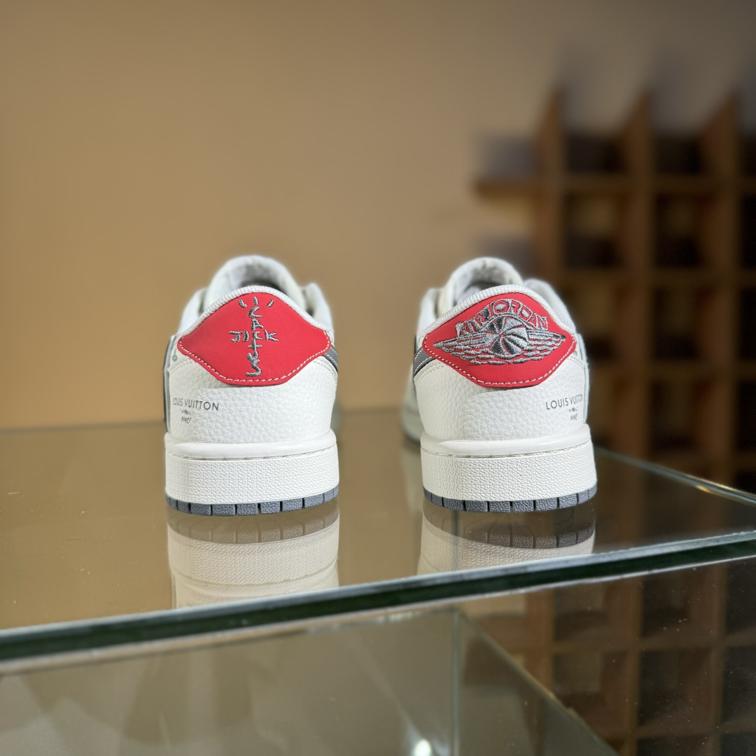 280 Travis Scott x Fragment Design x Air Jordan 1 Low OG SP AJ1 乔1 LV联名 灰红标 低帮文化休闲板鞋 YX5066-336