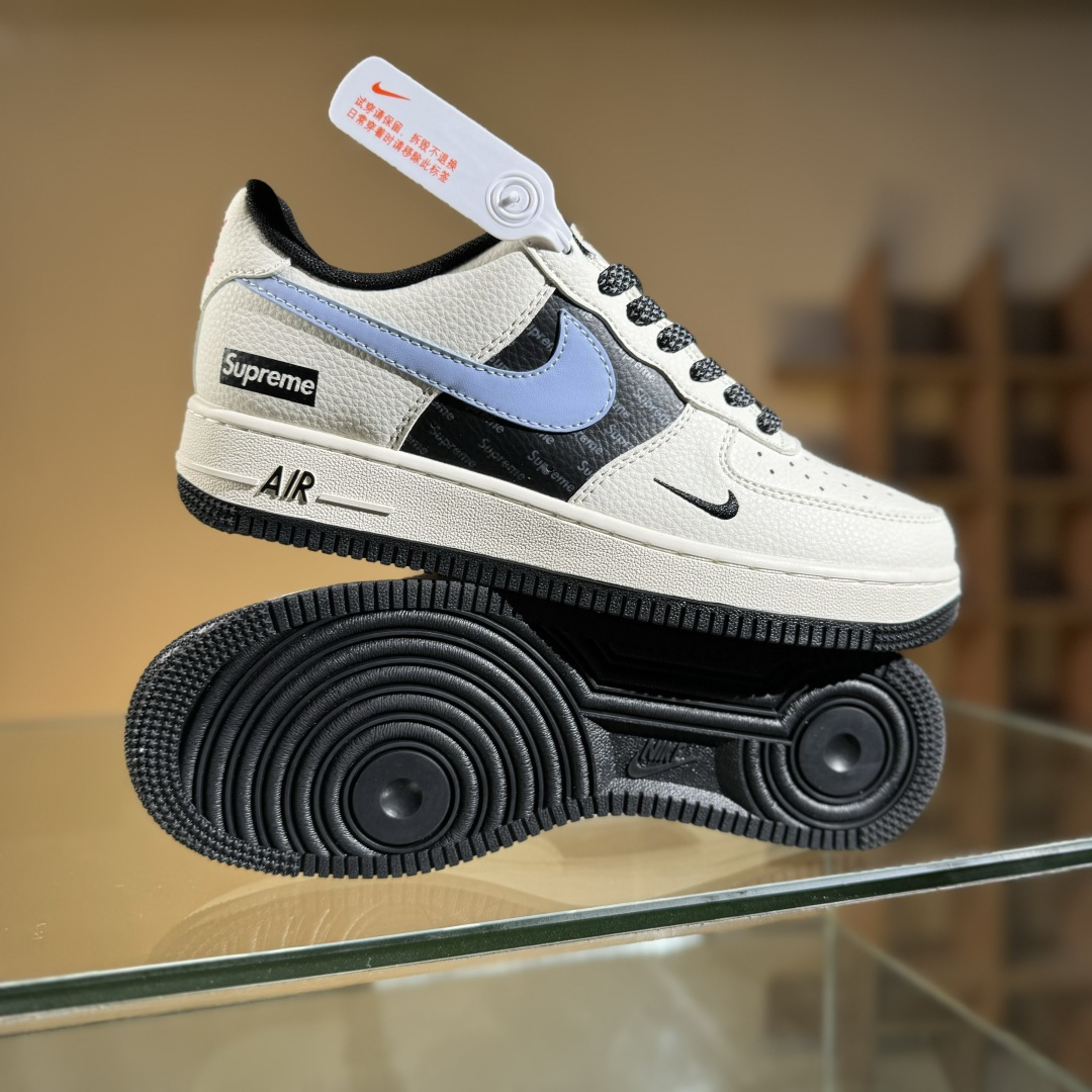260 Nike Air Force 1'07 Low Supreme联名 米蓝灰英文 空军一号低帮休闲板鞋 ZH2598-311