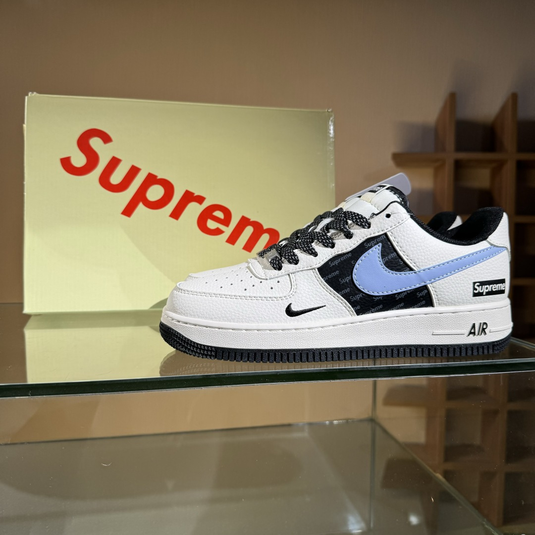 260 Nike Air Force 1'07 Low Supreme联名 米蓝灰英文 空军一号低帮休闲板鞋 ZH2598-311