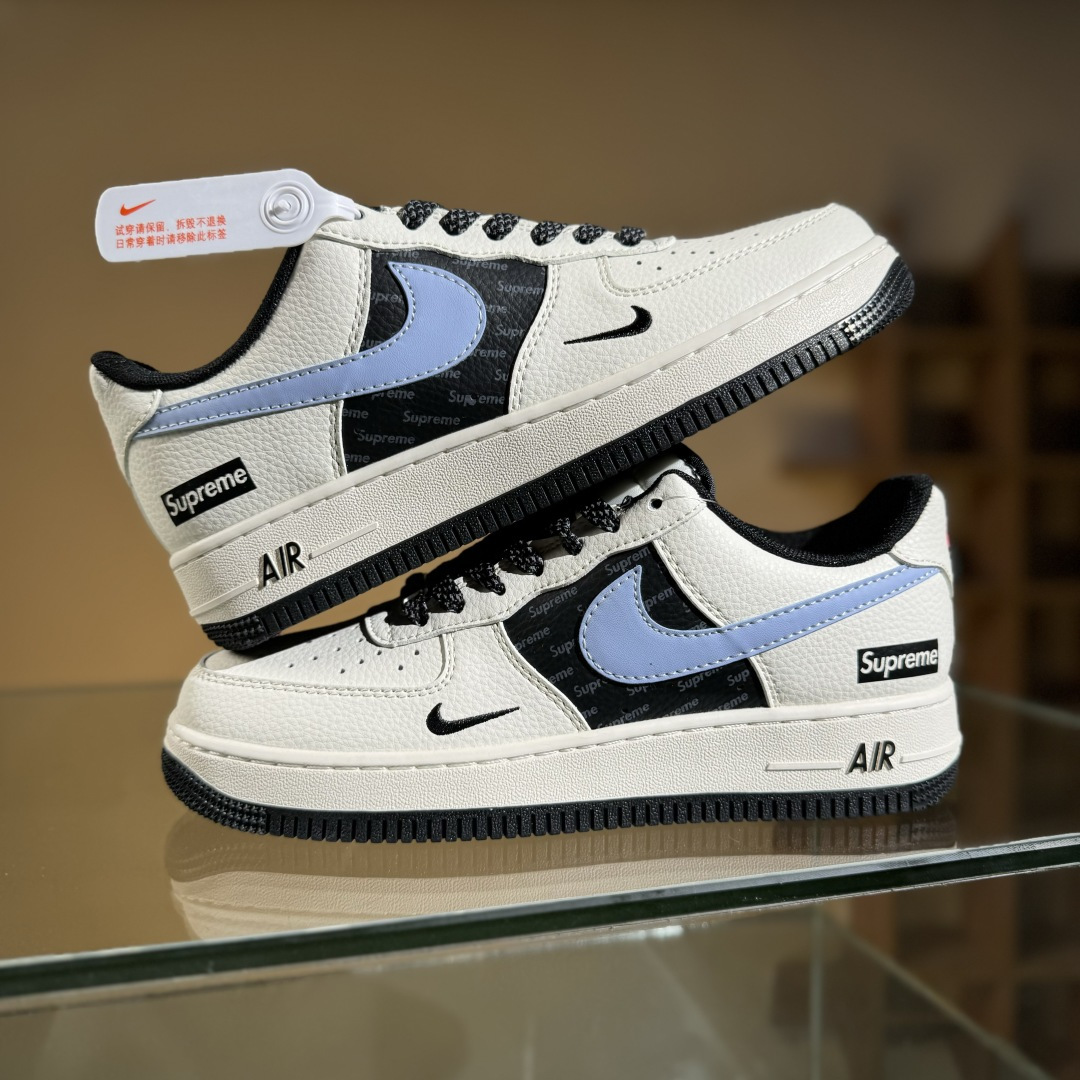 260 Nike Air Force 1'07 Low Supreme联名 米蓝灰英文 空军一号低帮休闲板鞋 ZH2598-311